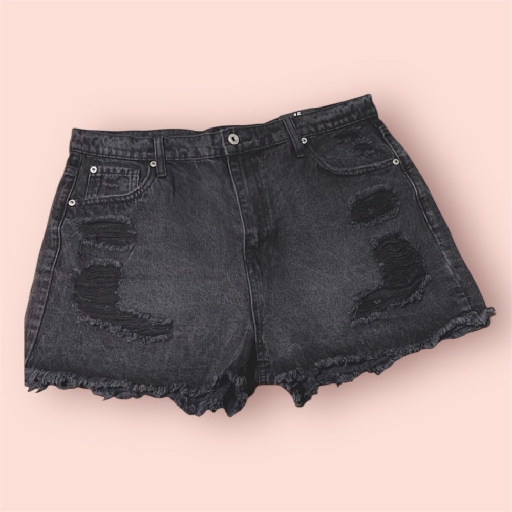 Fashion Nova Distressed Black Denim Shorts